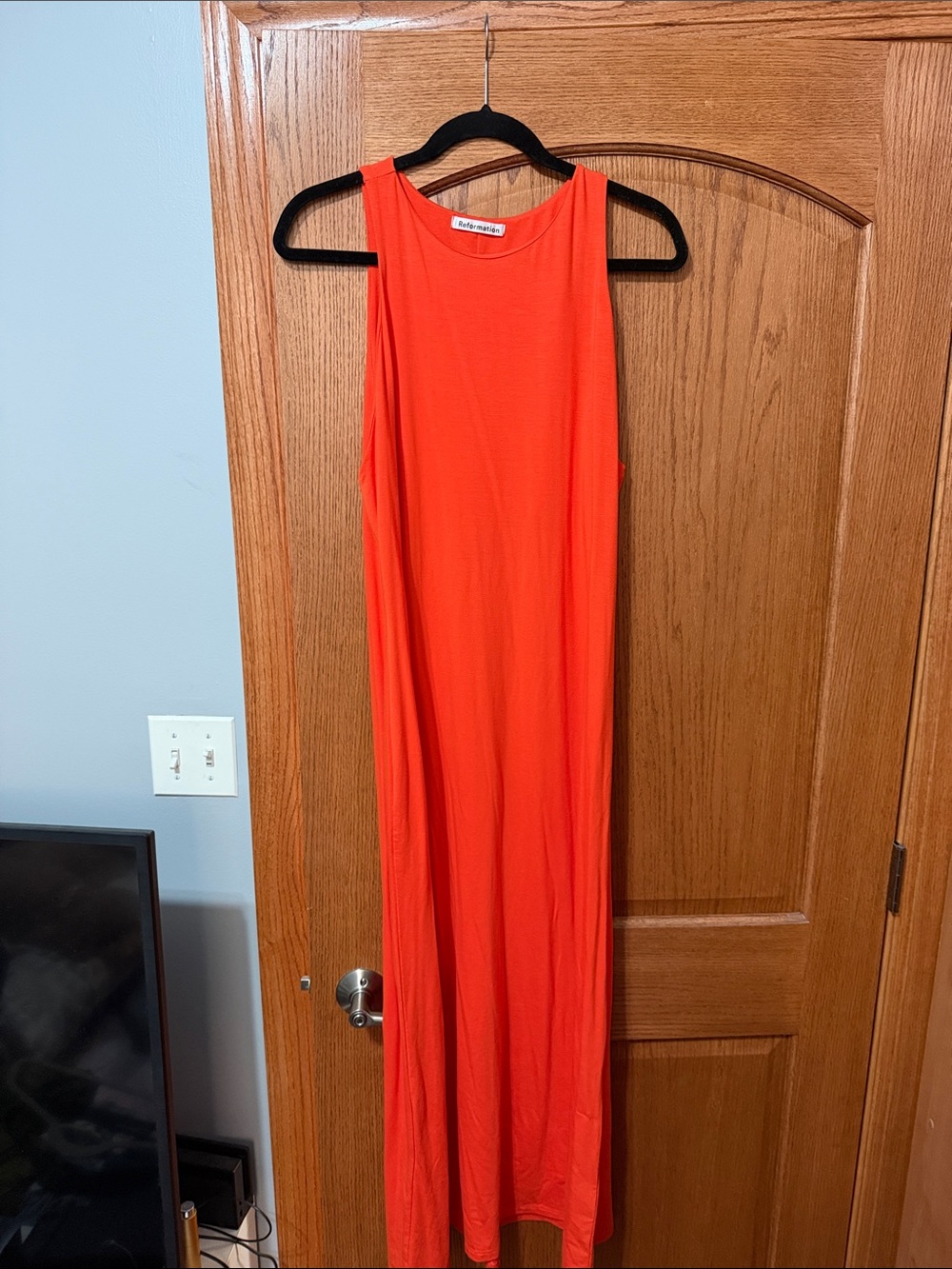 Reformation Bold Orange Sleeveless Maxi Dress